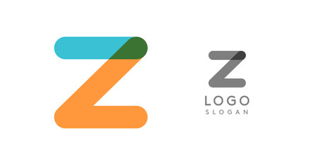 Soft rounded trendy logo, geometric colorful letter Z with a modern tech feel, playful monogram design for corporate identity, creative branding, logotype template. Vector logotypeのイラスト素材