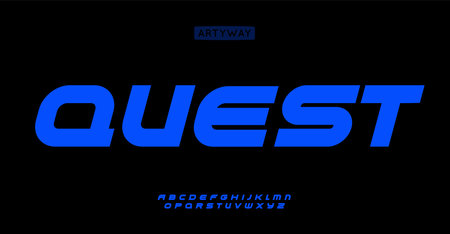 Athletic boldface alphabet, dynamic sans serif letters, bold sleek sporty font for fast esports logos, dynamic branding, modern headline, versatile design, energetic typography. Vector typesetのイラスト素材