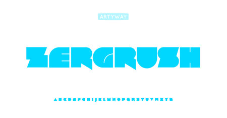 Bold chunky futuristic font, thick block letters, stylish geometric space font for cyber gaming typography, edgy sci-fi headline, tech logo and monogram. Vector typeset.のイラスト素材