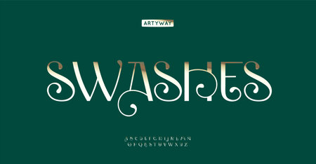 Swashes alphabet, ornate flourishes letters, ornamental font for decorative logo, fancy headline, forged monogram. Elegant sophisticated typography. Vector typeset.のイラスト素材