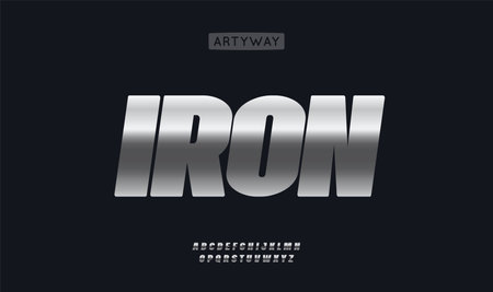 Industrial iron font, heavy italic letters. Powerful font for sport logo, speed racing headline, automotive branding. Vector typesetのイラスト素材