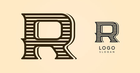 Vintage western letter R, country stylish old lettermark for retro bar logo, BBQ cafe, tattoo salon, saloon plaque, alcohol label. Vector illustrationのイラスト素材