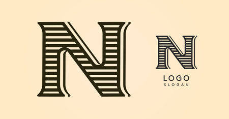Vintage western letter N, country stylish old lettermark for retro bar logo, BBQ cafe, tattoo salon, saloon plaque, alcohol label. Vector illustrationのイラスト素材