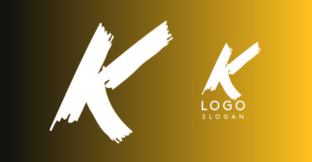 Handwritten brush pen letter K, urban street art, vibrant and rebellious edgy logo for cool music cover and fashion brands. Vector illustrationのイラスト素材