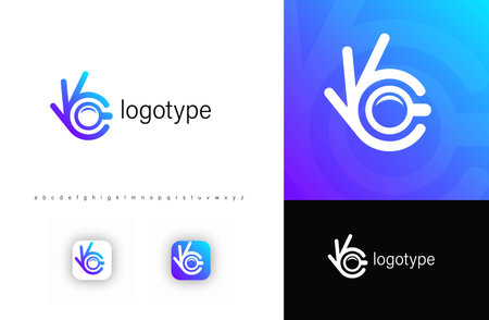 Magnifying glass and OK hand gesture Logo, symbolizing search, investigation, high quality. Ideal...