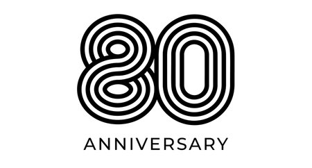 Minimalist 80th anniversary logo, geometric lines number 80 for company greeting card, web and event design, business branding, marketing materials, wedding and birthday symbol. Vector illustrationのイラスト素材