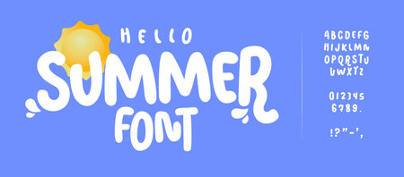 Playful Summer Font with Bold Handwritten Letters and Sunny Beach Vibe. Witty Youth Alphabet for...