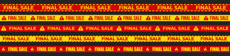 Final Sale Banner Set With Red And Yellow Warning Tapes On Transparent Background. Perfect For Clearance Promotion, Discount Advertising, And E-Commerce Marketing Design. Vector Illustration.のイラスト素材