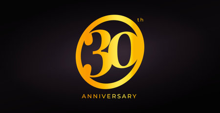 Golden 30th Anniversary Logo Design With Elegant Number In Circle On Dark Background. Perfect For...