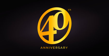 Elegant 40th Anniversary Logo With Golden Number In Circle On Dark Background. Perfect For...