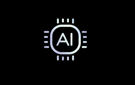 AI chip logo with futuristic microprocessor icon and tech glow. Suitable for artificial intelligence...