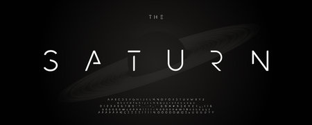 Futuristic techno alphabet, minimal sci-fi letters, abstract digital font with luxury space energy, robotic type for modern tech branding, creative headline, cyber typography, Vector typeset.のイラスト素材