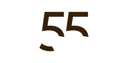 Minimalist Number 55 in Modern Cut-Out Style, Bold Abstract Typeface for Creative Design, Birthday,...
