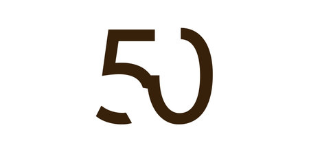 Minimalist Number 50 in Modern Cut-Out Style, Bold Abstract Typeface for Creative Design, Birthday,...