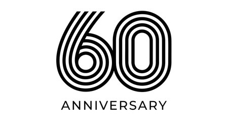 Minimalist 60th anniversary logo, geometric lines number 60 for company greeting card, web and event...