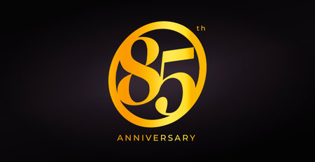 Luxury 85th Anniversary Logo Design With Golden Number In Elegant Modern Style On Dark Background...