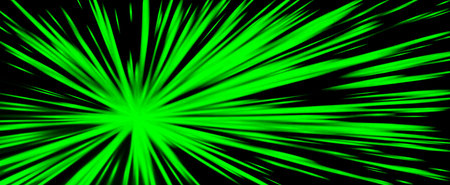 Explosive green light rays, radiate lines burst effect. Cyber burst beams, dynamic streaks...