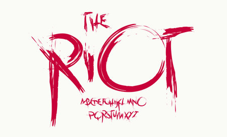 Grunge brush alphabet, scratchy textured font, rebellious horror typeface for protest poster, punk logo, wild expressive headline, raw typographic design, modern distressed typography. Vector typeset.のイラスト素材