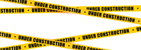 Under construction yellow warning tape safety stripe. Caution barrier stripe for safety zone,...