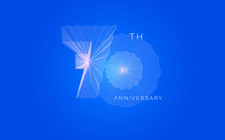 Anniversary Celebration Date Emblem Badge, Abstract 70th Logo Blue Background for Invitation...