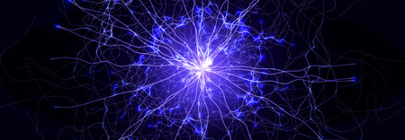 Brain Neural Network Flash AI Data Flow Technology Background Digital Net, Scientific Research....
