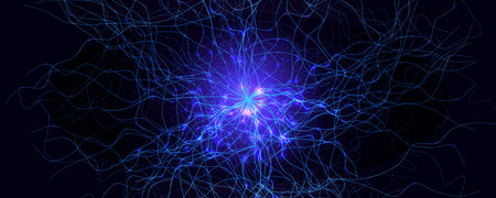 Neural Network Brain Neurone Synapse Connections Lightning Ball Energy Glow. Machine Learning...