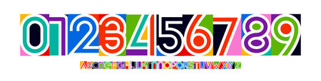 Color Numbers Letters Alphabet Font for Kid Birthday Years Logo, Corporate Anniversary Sign, Race...