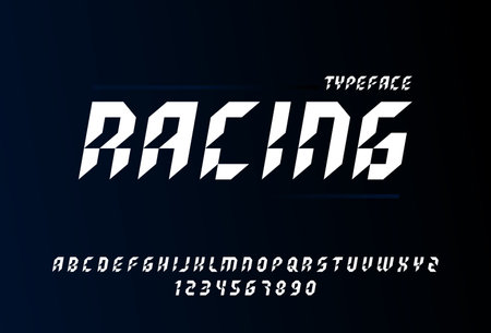 Racing Style alphabet letters and numbers, vector typography designのイラスト素材