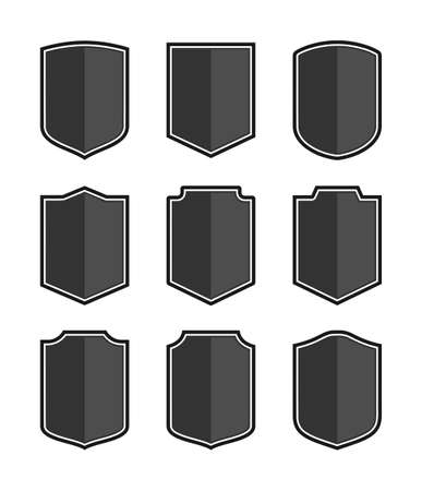 Set of vector shield emblem icon on white backgroundのイラスト素材