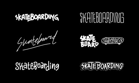 Set of skateboard handwritten, vector illustrationのイラスト素材