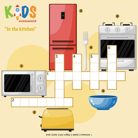 Easy crossword puzzle 'At the laboratory', for children in elementary and middle school. Fun way to practice language comprehension and expand vocabulary. Includes answers.のイラスト素材