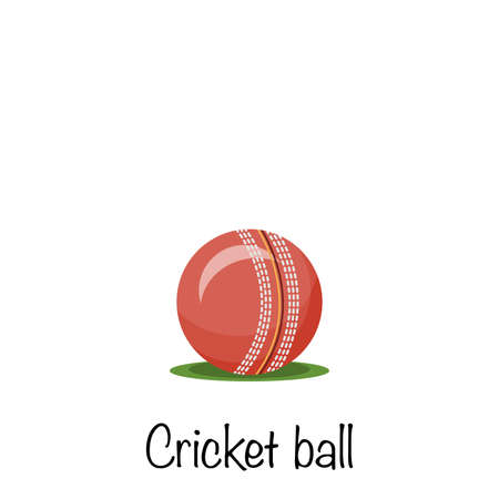 Cricket sports red game ball, vector illustrationのイラスト素材
