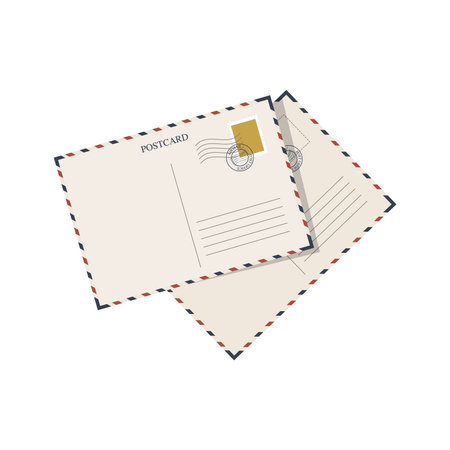 Cartoon vintage mail postcards . Vector illustration