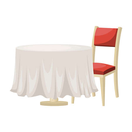 cartoon dining table with red chair . Vector illustrationのイラスト素材