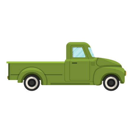 Cartoon green farm truck. Vector illustrationのイラスト素材
