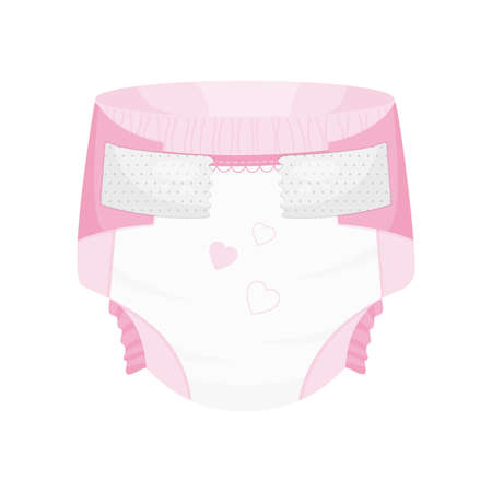 Nursery baby pink diaper .Vector illustration.のイラスト素材