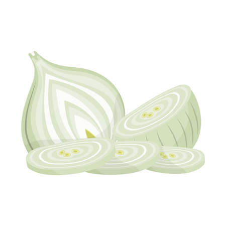 Cartoon white onoins sliced and choppedのイラスト素材