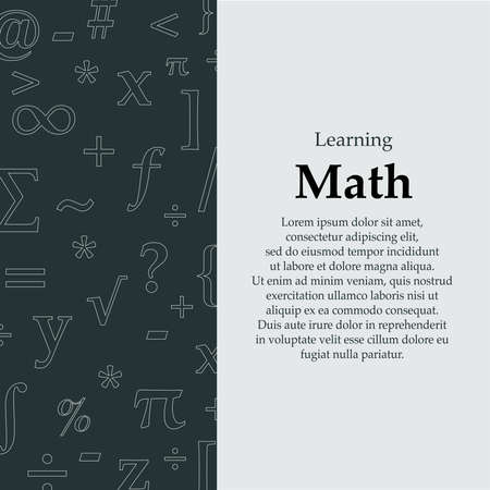 Learning math banner cover template for education needs, with math elements. vector illustrationのイラスト素材