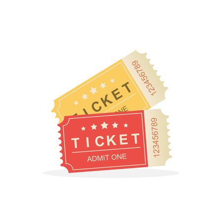 Vintage retro ticket admit one, flat vector illustration