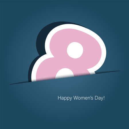 8 of March - International Women's Day . Paper cut 8 digit inside the pocket with text Happy Women's day, vector illustration greeting poster cardのイラスト素材