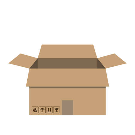 Cargo. Carton boxes with fragile signs and note tape. Moving. Vector illustrationのイラスト素材