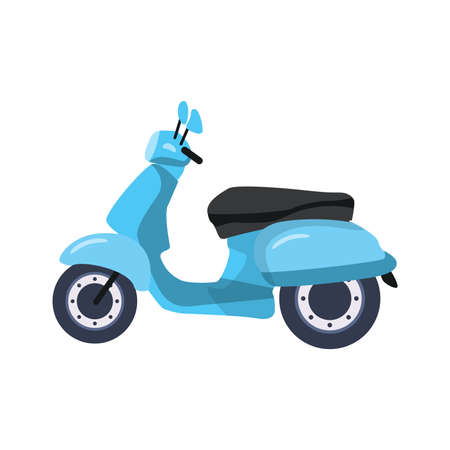 Blue vintage scooter, vector illustrationのイラスト素材