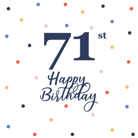 Happy 71st birthday, vector illustration greeting card with colorful confetti decorationsのイラスト素材