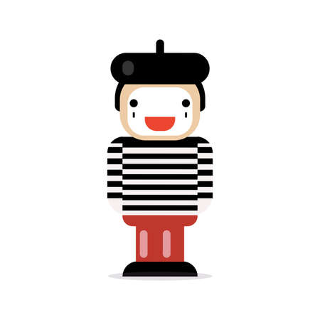 Flat icon of mime. Pantomime cartoon character. vector illustrationのイラスト素材