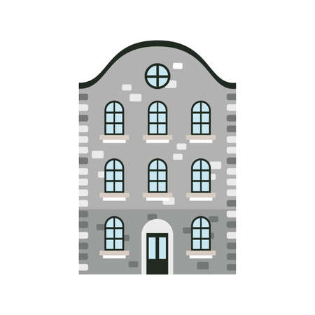 Grey brick house, cartoon vector illustrationのイラスト素材