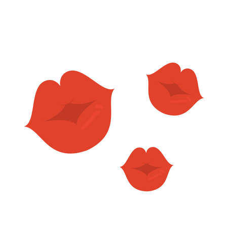 Cartoon lips. Kisses. Xo-xo. Vector illustration for Valentine's Day.のイラスト素材