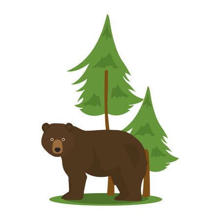 Brown bear, forest bear, grizzly bear. Cartoon vector illustrationのイラスト素材