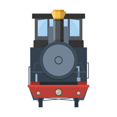 Old style locomotive, flat design,  vector illustrationのイラスト素材