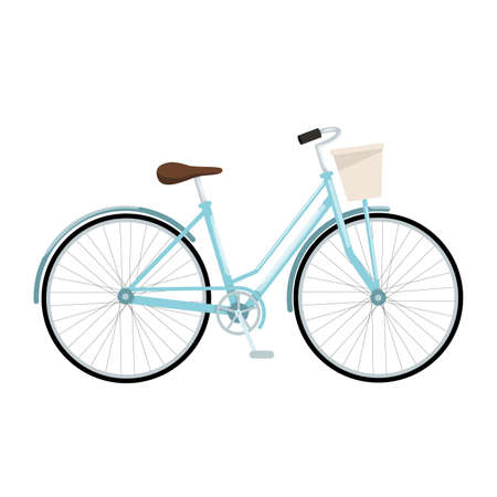 Blue bicycle with basket, vector illustrationのイラスト素材