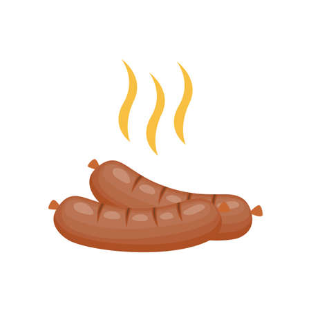 Grilled sausages, bbq. cartoon vector illustrationのイラスト素材
